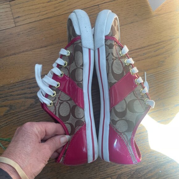 Coach Fillmore Sneakers Size 7.5 Signature Canvas and Pink - Picture 4 of 8